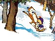 Calvin and Hobbes In A Wagon